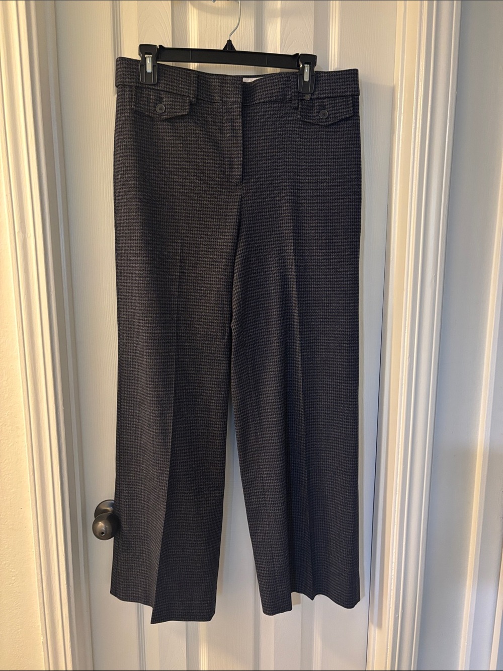 Women's Loft Wide-Leg Dress Pants in Blue Houndstooth Sz 8